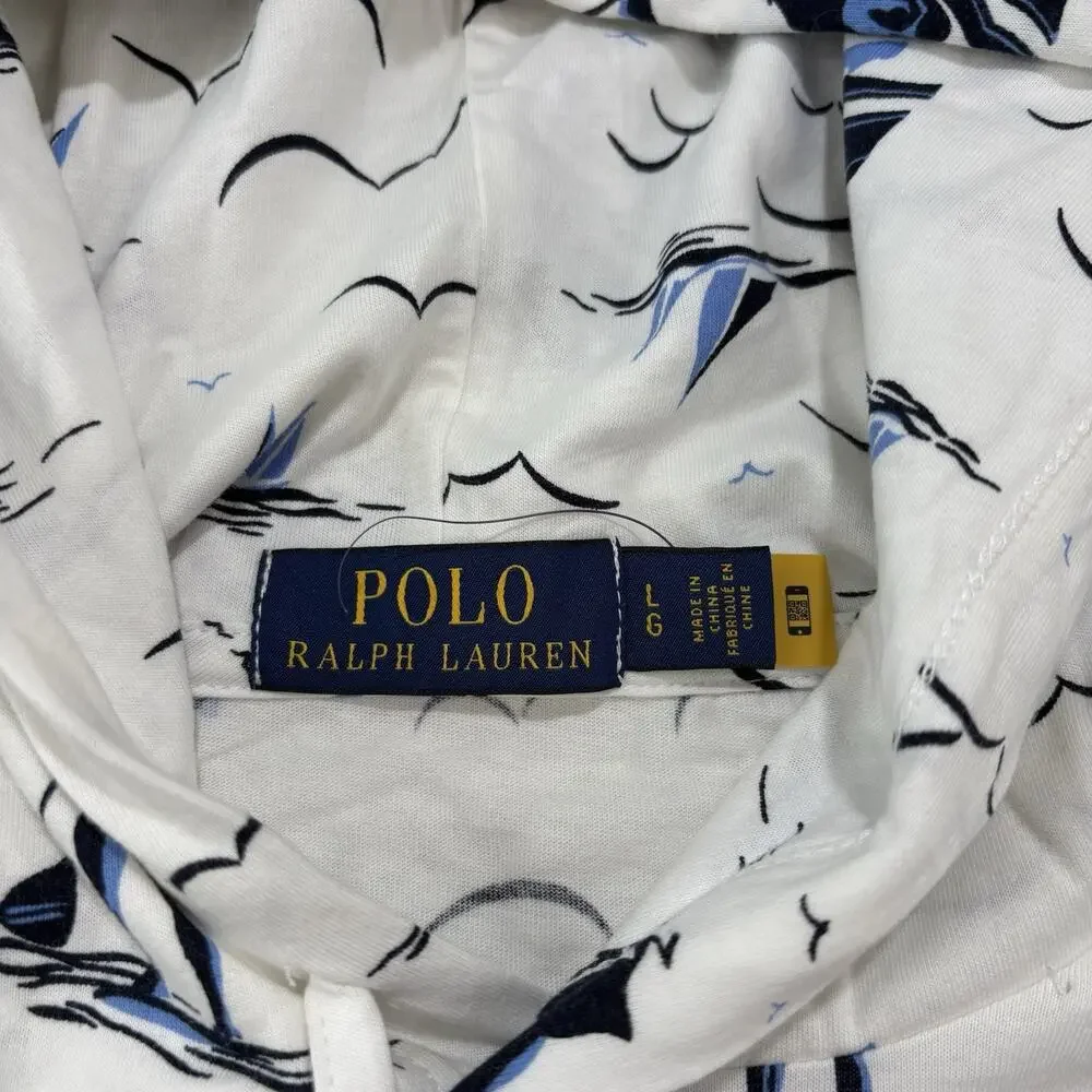 POLO Ralph Lauren Men's L Tropical Print Jersey Hooded T-Shirt Cotton‎ Beach AOP